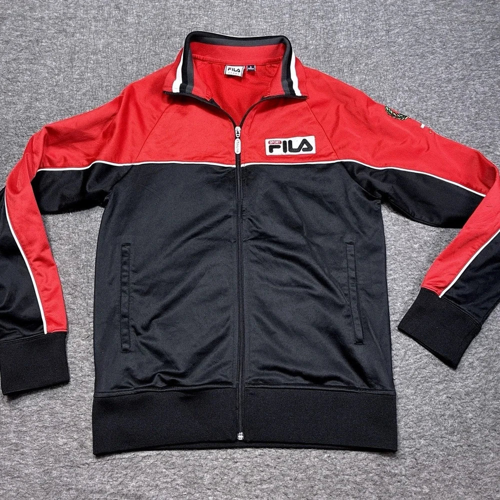 Fila‎ Sport Italia Jacket Men Small Red and Black Athletic Soccer Y2K 90s Rare